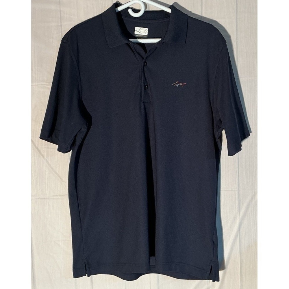 Greg Norman Navy Blue Golf Polo Short Sleeve Collared Shirt Men's Sz L